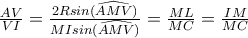 \frac{AV}{VI}=\frac{2Rsin(\widehat{AMV})}{MIsin(\widehat{AMV})}=\frac {ML}{MC}=\frac{IM}{MC}