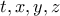 t, x,y,z