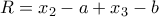 \displaystyle{R=x_2-a+x_3-b}