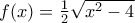 f(x)=\frac{1}{2}\sqrt{x^2-4}