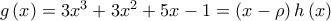 g\left( x\right) =3x^{3}+3x^{2}+5x-1=\left( x-\rho \right) h\left( x\right)