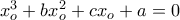 x_o^3+bx_o^2+cx_o+a=0