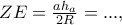 \displaysyle{ZE = \frac{{ah_a }} 
{{2R}} = ...},