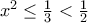 x^2\leq\frac{1}{3}<\frac{1}{2}