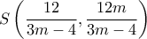 \displaystyle{S \left (\dfrac {12}{3m-4} , \dfrac {12m}{3m-4} \right )}