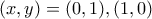 (x,y)=(0,1), (1,0)