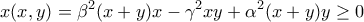 \displaystyle{x(x,y)=\beta^2 (x+y)x-\gamma^2xy+\alpha^2(x+y)y\ge 0}