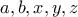a,b,x,y,z