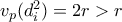 v_p(d_i^2) = 2r > r