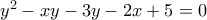 y^2-xy-3y-2x+5=0