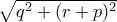 \sqrt{q^{2}+(r+p)^{2}}