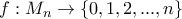 f:M_{n}\rightarrow \{0,1,2,...,n\}