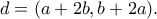 \displaystyle{d=(a+2b,b+2a).}