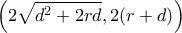 \displaystyle \left( {2\sqrt {{d^2} + 2rd} ,2(r + d)} \right) \displaystyle \left( {2\sqrt {{d^2} + 2rd} ,2(r + d)} \right)