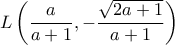 L\left(\dfrac{a}{a+1},-\dfrac{\sqrt{2a+1}}{a+1}\right)
