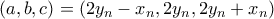 (a,b,c)=(2y_n-x_n,2y_n,2y_n+x_n)