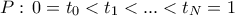 P: \, 0=t_0<t_1<...< t_N=1