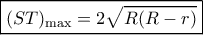 \boxed{{(ST)_{\max }} = 2\sqrt {R(R - r)}}