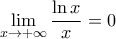 \lim\limits_{x\rightarrow +\infty }\dfrac{\ln x}{x}=\allowbreak 0