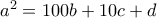 a^2=100b + 10c+d