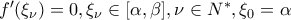 f'(\xi_\nu)=0,\xi_\nu\in[\alpha,\beta],\nu\in N^*,\xi_0=\alpha