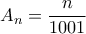 A_{n}=\dfrac{n}{1001}