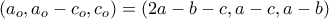 (a_o,a_o-c_o,c_o)=(2a-b-c,a-c,a-b)