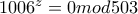 1006^z=0mod503