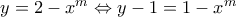 y=2-x^{m} \Leftrightarrow y-1=1-x^{m}