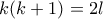 k(k+1)=2l