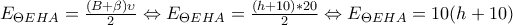 E_{\Theta EHA} = \frac{(B + \beta)\upsilon}{2} \Leftrightarrow E_{\Theta EHA} = \frac{(h + 10) * 20}{2} \Leftrightarrow E_{\Theta EHA} = 10(h + 10)