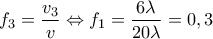 \displaystyle{{{f}_{3}}=\frac{{{v}_{3}}}{v}\Leftrightarrow {{f}_{1}}=\frac{6\lambda }{20\lambda }=0,3}