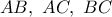 AB, \ AC, \ BC