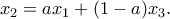 \displaystyle{x_2=ax_1+(1-a)x_3.}