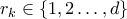 r_k \in \{1,2\ldots,d\}