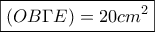 \boxed{(OB\Gamma E)=20 cm^2}