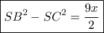 \boxed {SB^2-SC^2=  \dfrac {9x}{2}}