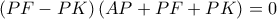 \left( {PF - PK} \right)\left( {AP + PF + PK} \right) = 0