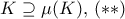 K \supseteq \mu (K), \, (**)