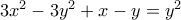 3x^2-3y^2+x-y=y^2