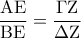 \displaystyle{ 
\frac{{{\rm A}{\rm E}}}{{{\rm B}{\rm E}}} = \frac{{\Gamma {\rm Z}}}{{\Delta {\rm Z}}} 
}