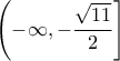 \displaystyle{\left( { - \infty , - \frac{{\sqrt {11} }}{2}} \right]}