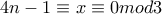 4n-1\equiv{x}\equiv0mod3