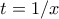 t = 1/x