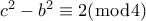 c^2-b^2 \equiv 2(\bmod4)