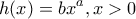 \displaystyle{h(x)=bx^a, x>0}