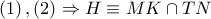 \left( 1 \right),\left( 2 \right) \Rightarrow H \equiv MK \cap TN