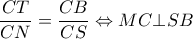 \dfrac{CT}{CN}=\dfrac{CB}{CS}\Leftrightarrow MC\bot SB
