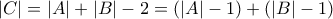 |C| = |A|+|B|-2 = (|A|-1) + (|B|-1)