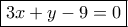 \boxed{3x + y - 9 = 0} \boxed{3x + y - 9 = 0}